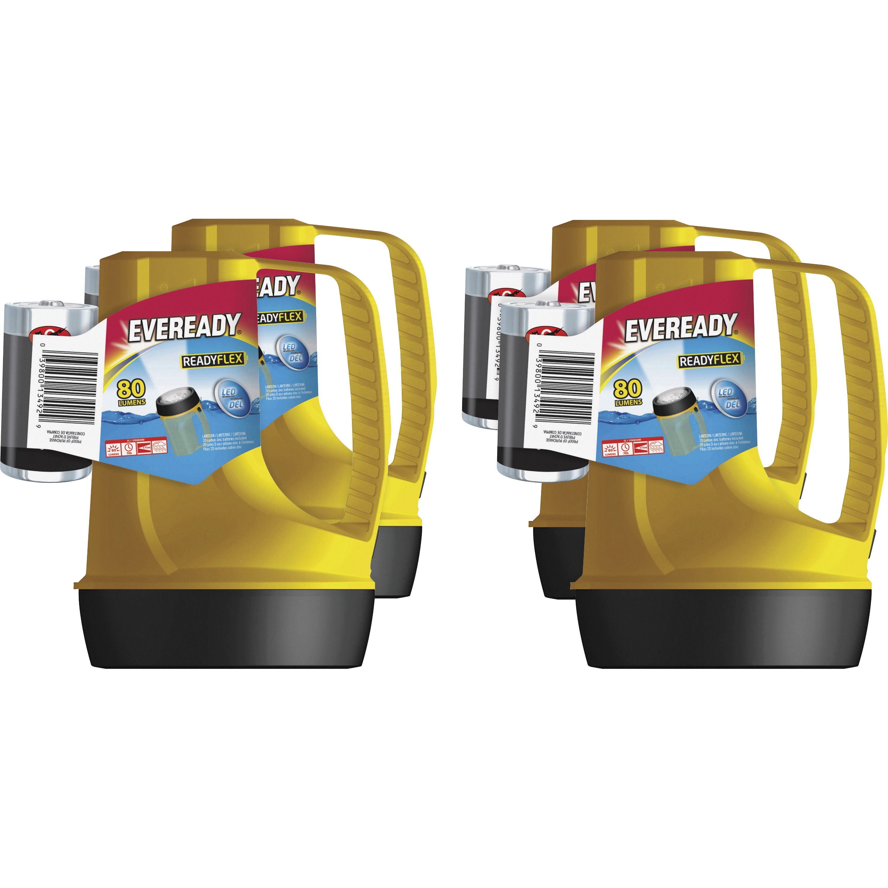 Eveready ReadyFlex LED Floating Lantern - LED - 80 lm Lumen - 2 x D - Battery - Yellow - 4 / Carton