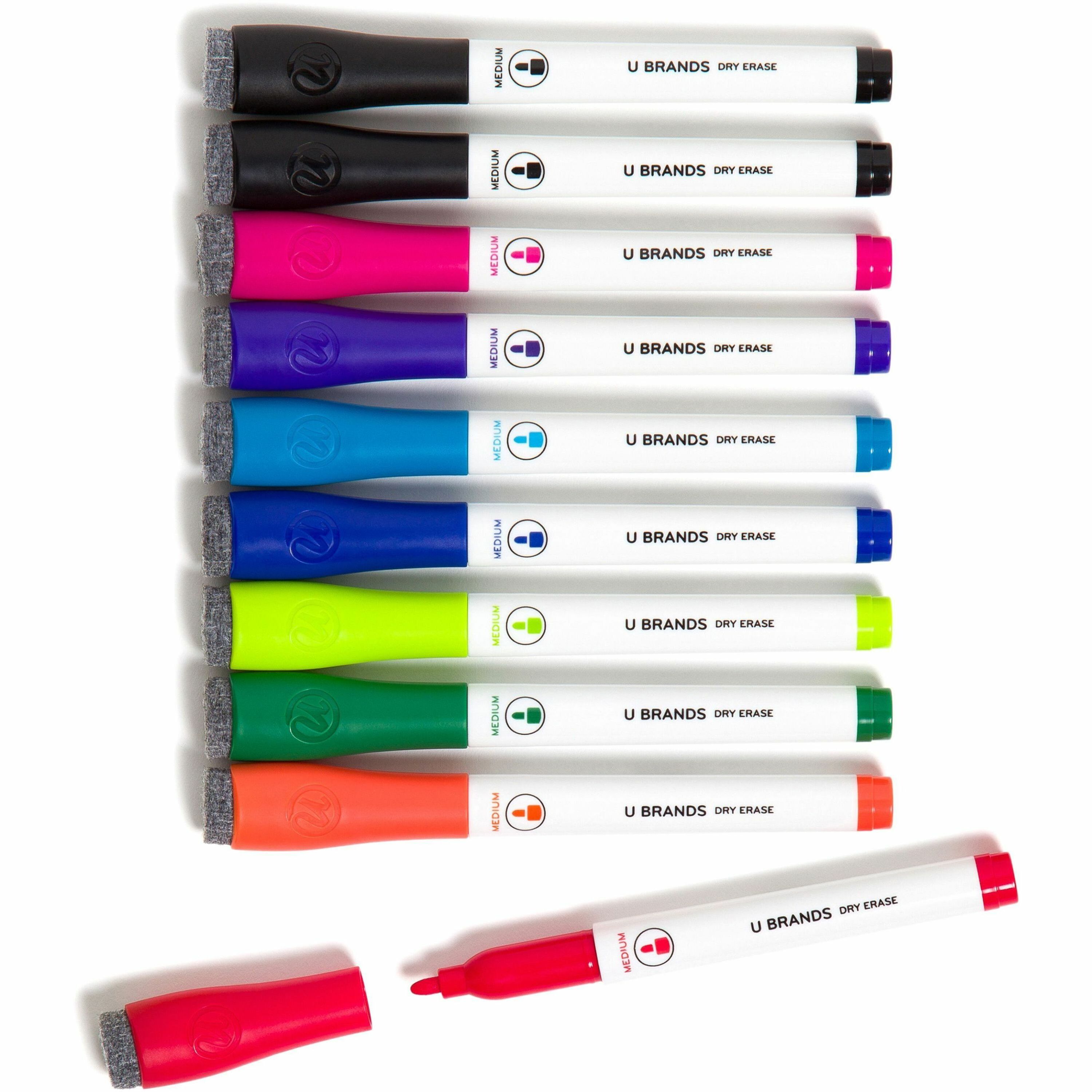 10) Pack Multi-Color Small Dry Erase Markers with Eraser Caps