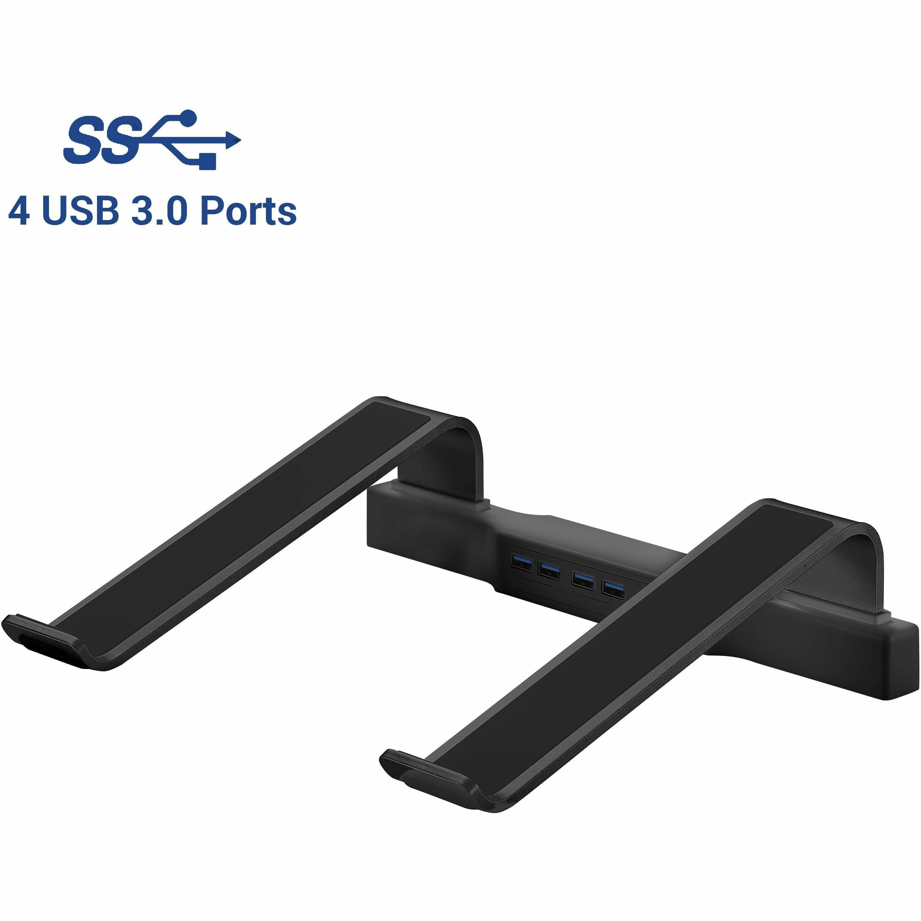 DAC® MP-220 Non-Skid Laptop Stand With 4-Port USB 3.0 Hub, Black