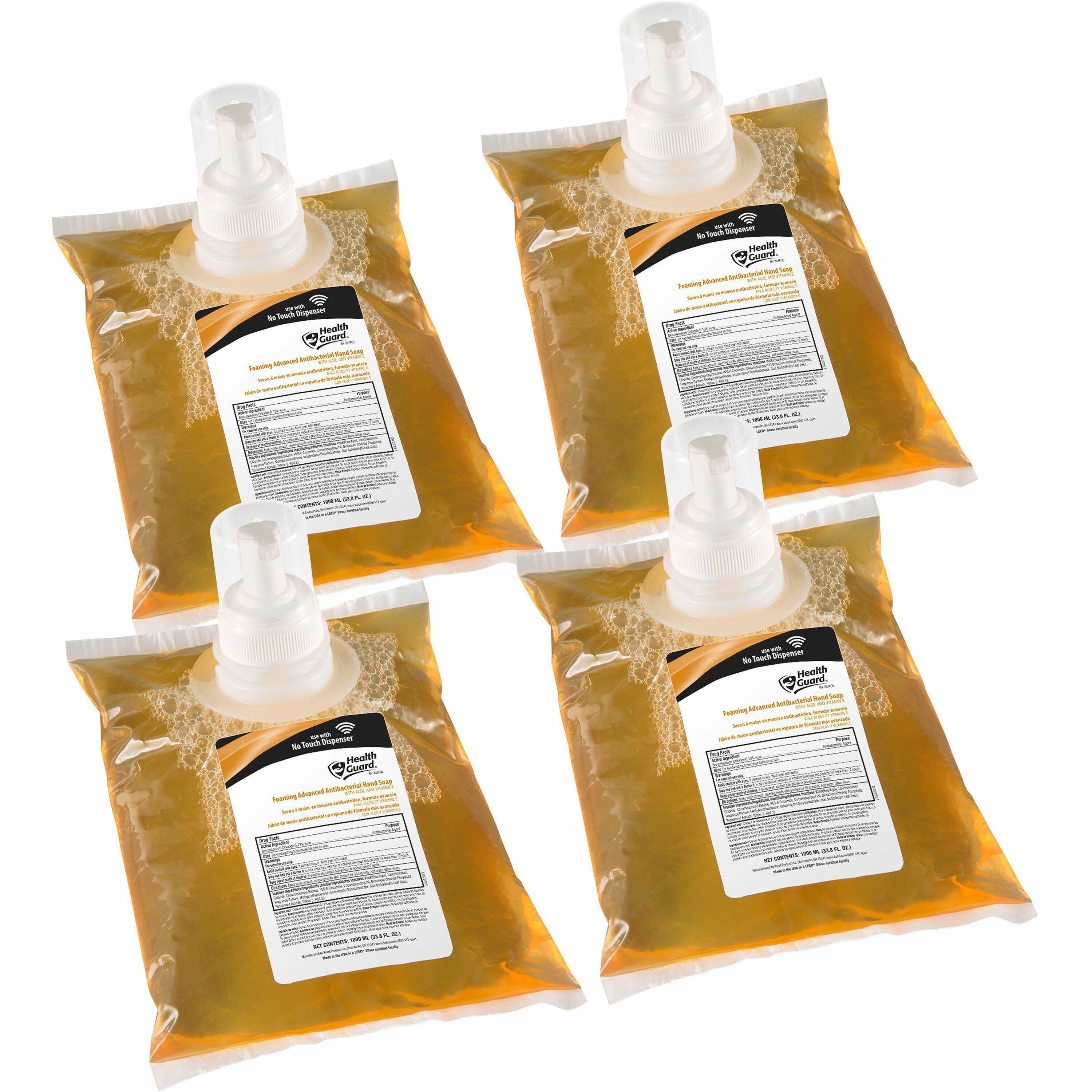 Health Guard Foam Antibacterial Soap - Citrus Spice Scent - 1.06 quart - Kill Germs, Soil Remover - Multipurpose - Antibacterial - Amber - Triclosan-free - 4 / Carton