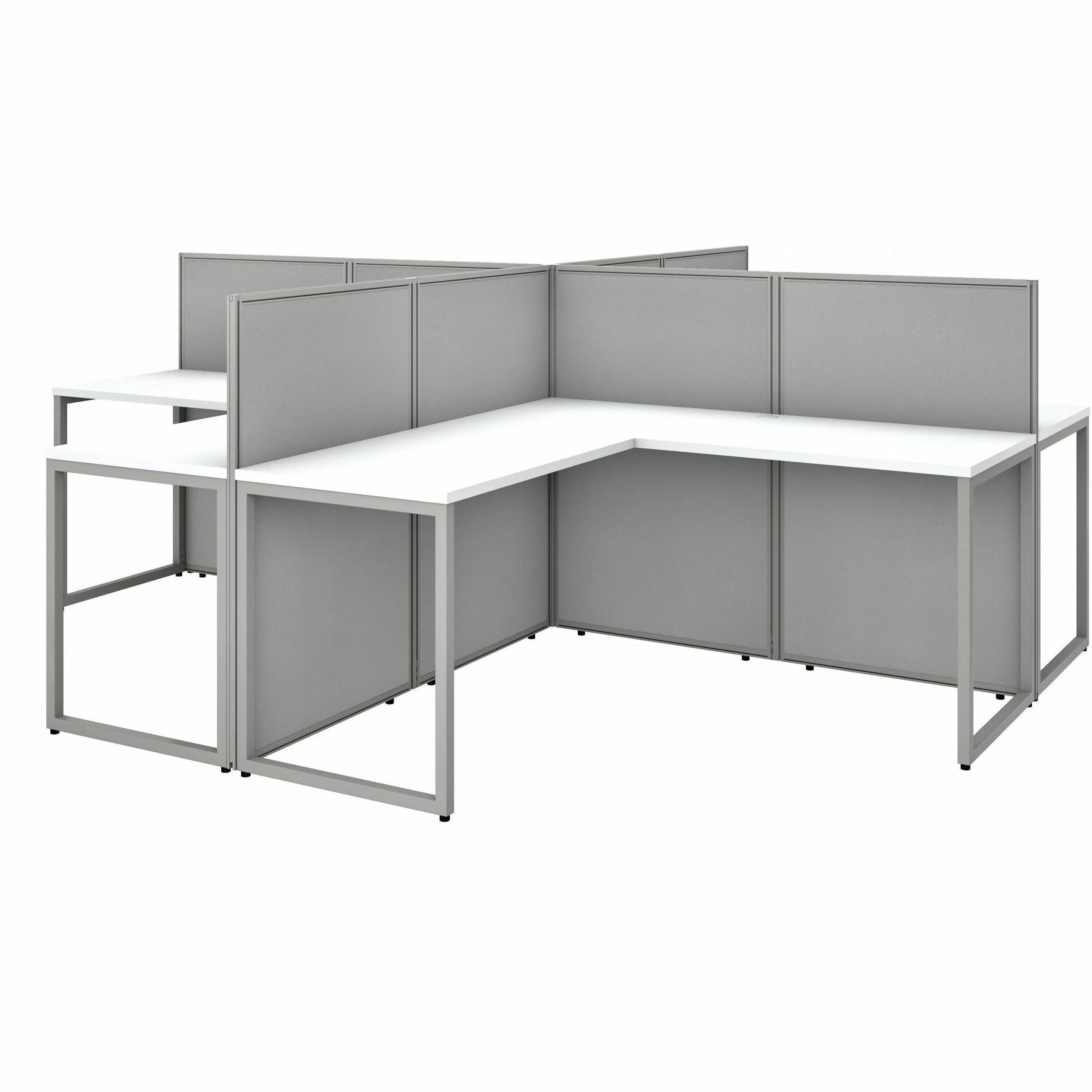 Bush Business Furniture Easy Office 60W 4 Person L Shaped Cubicle Desk Workstation with 45H Panels