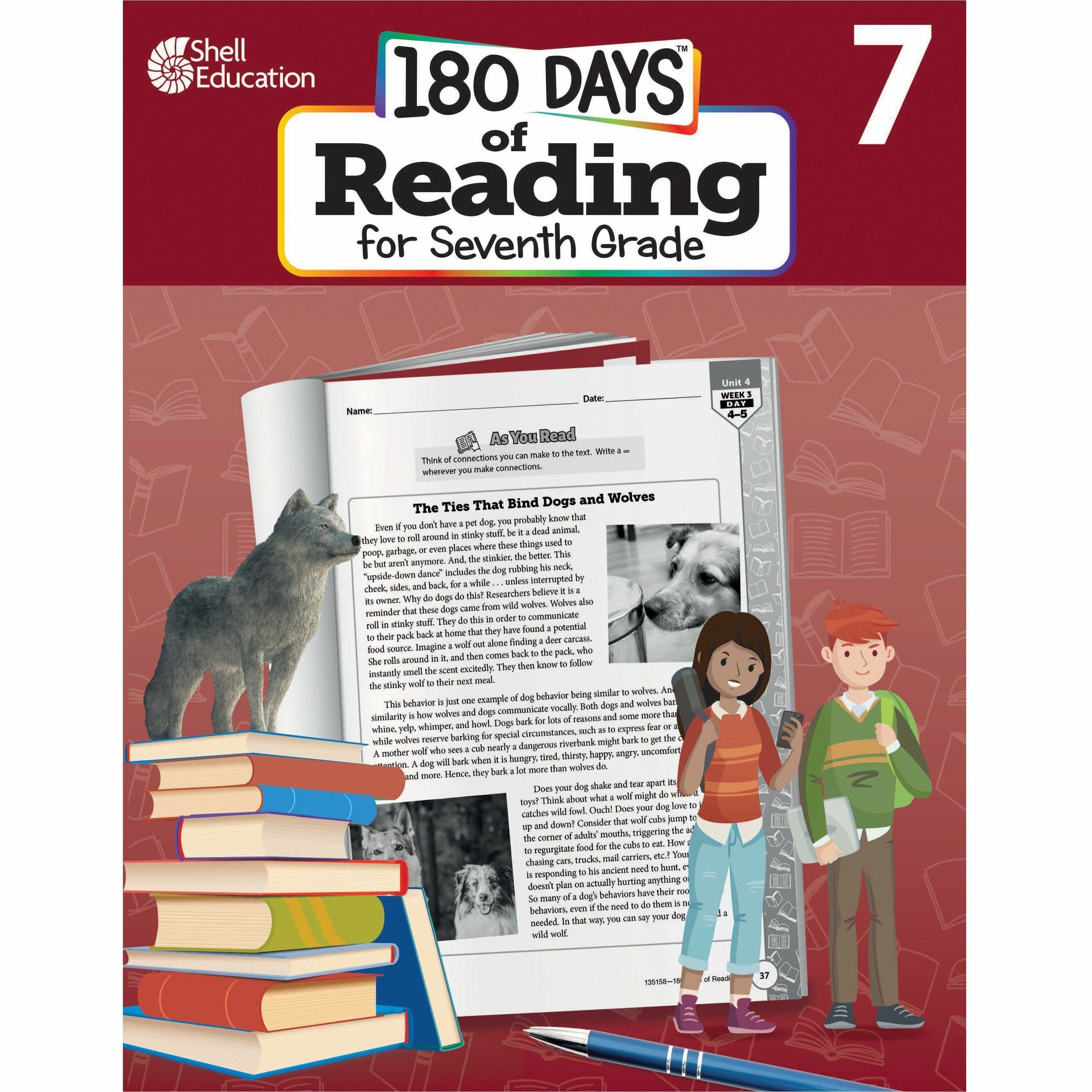 Shell Education 180 Days of Reading for Seventh Grade Printed Book