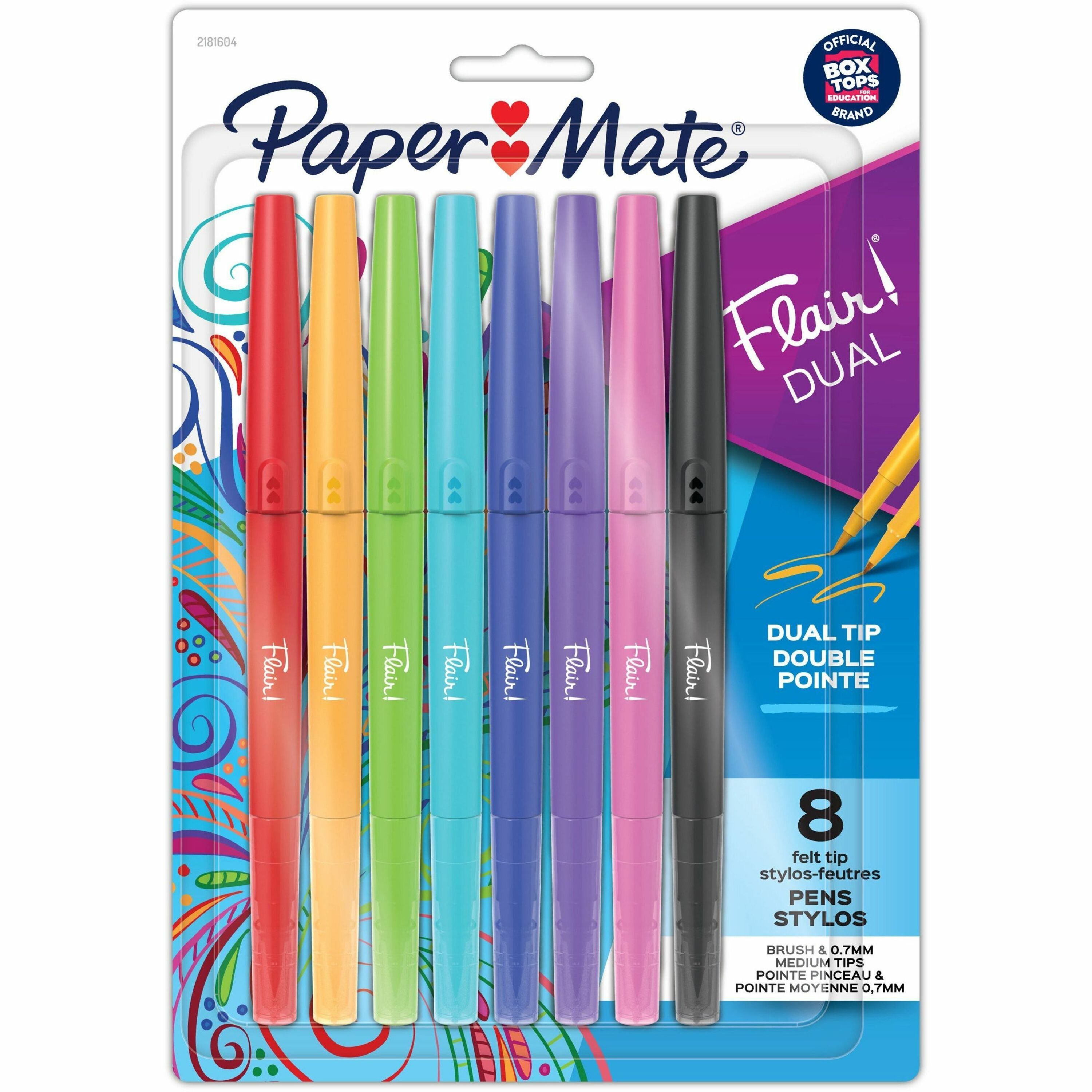 Paper Mate Flair DUAL Pens, Brush & Medium Tips (0.7mm)