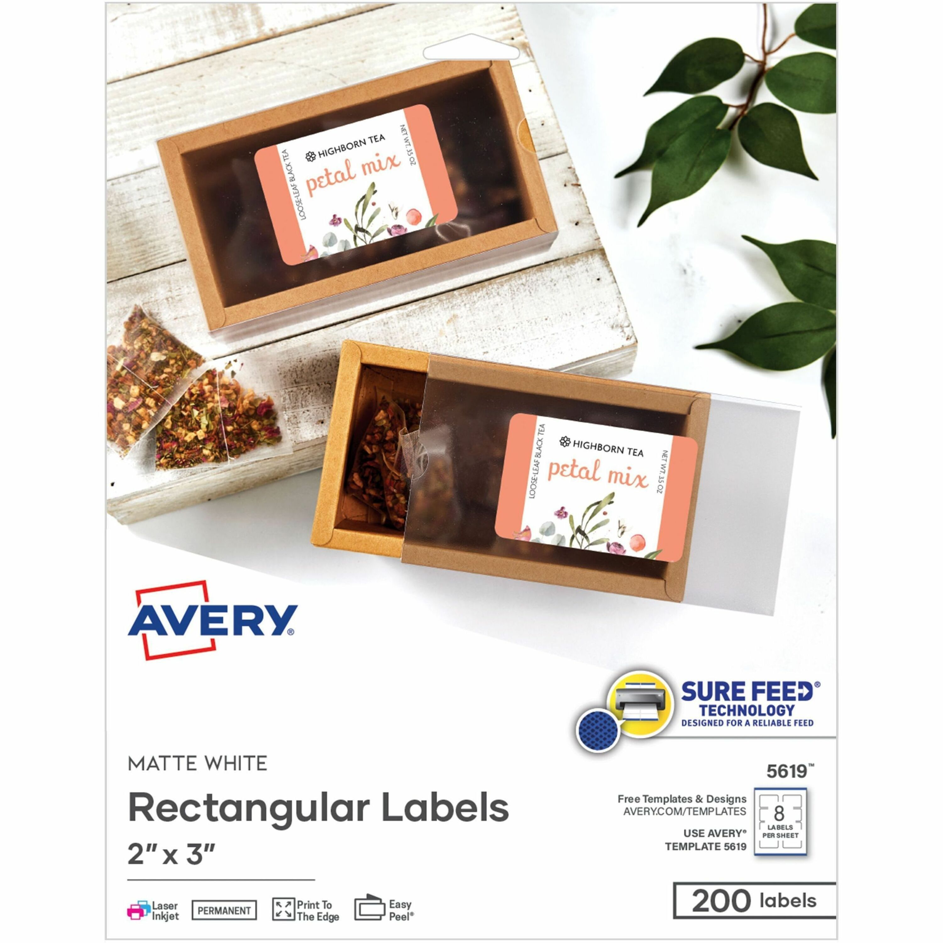 Avery Matte White Rectangular Labels