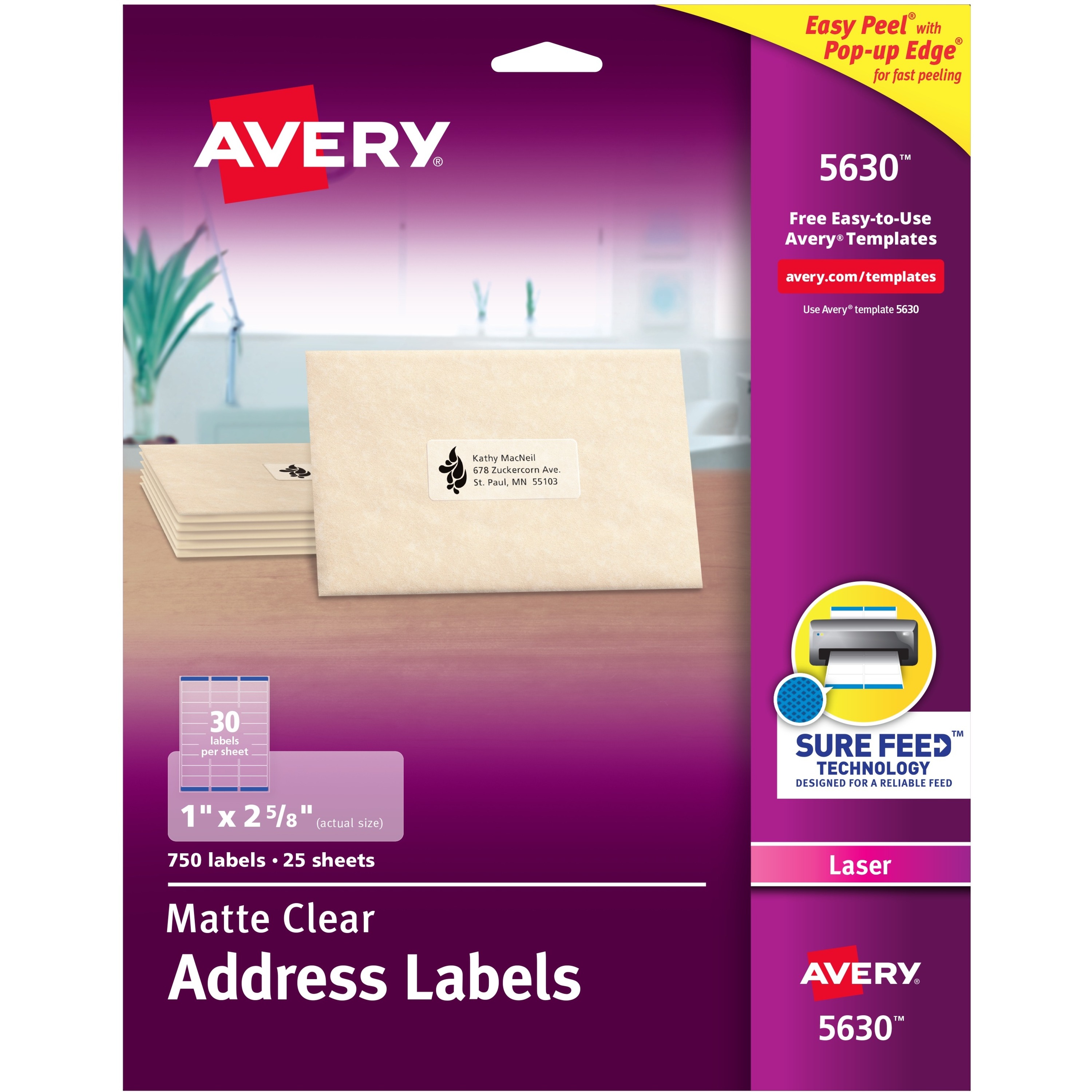 Avery® Easy Peel Return Address Labels - Permanent Adhesive - Rectangle -  Laser - Clear - Film - 21 / Sheet - 21 Total Sheets - 21 Total Label(s) - 21 Intended For Return Address Labels Template 30 Per Sheet