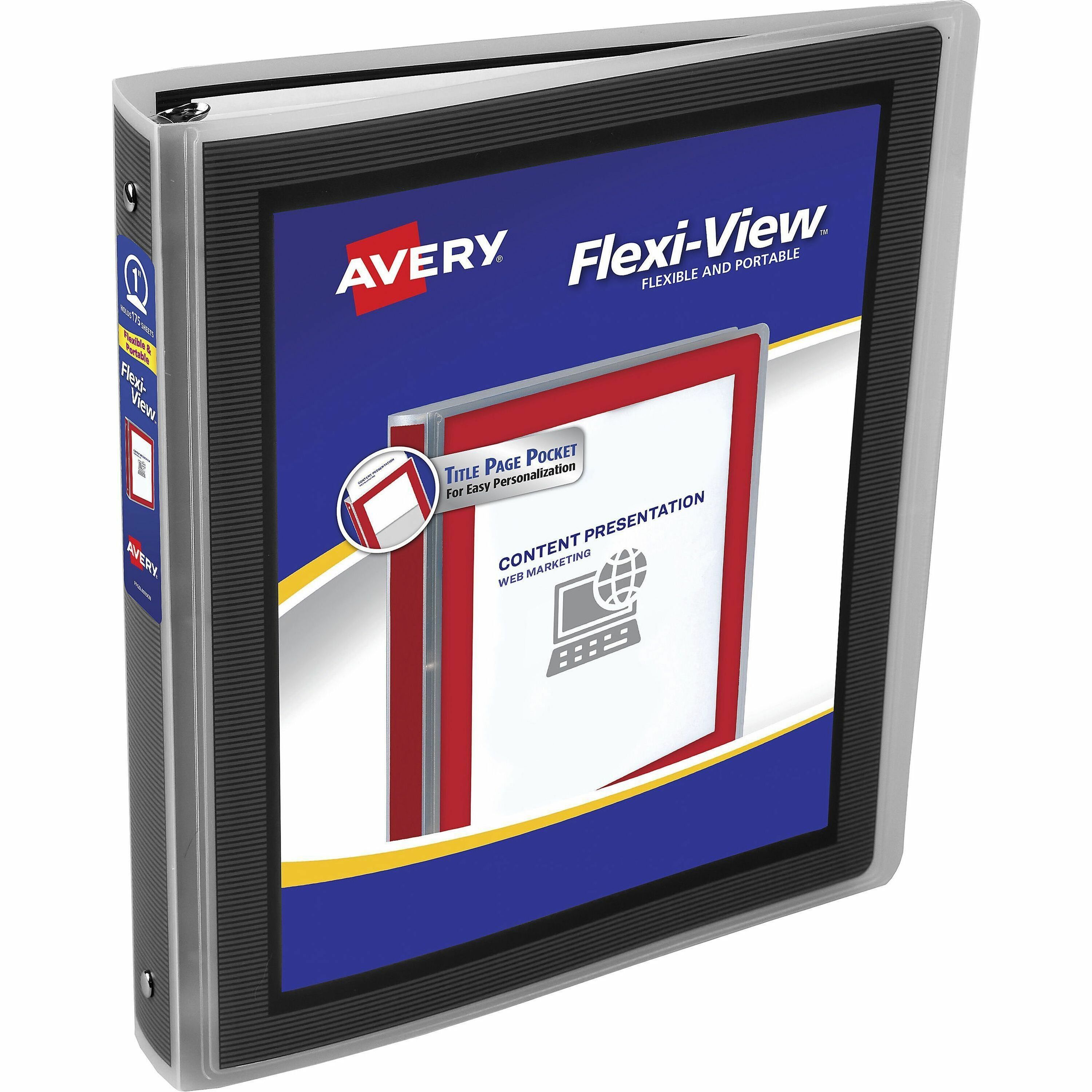 Avery Flexi-View Binder with Round Rings, 1 inch Capacity, Black