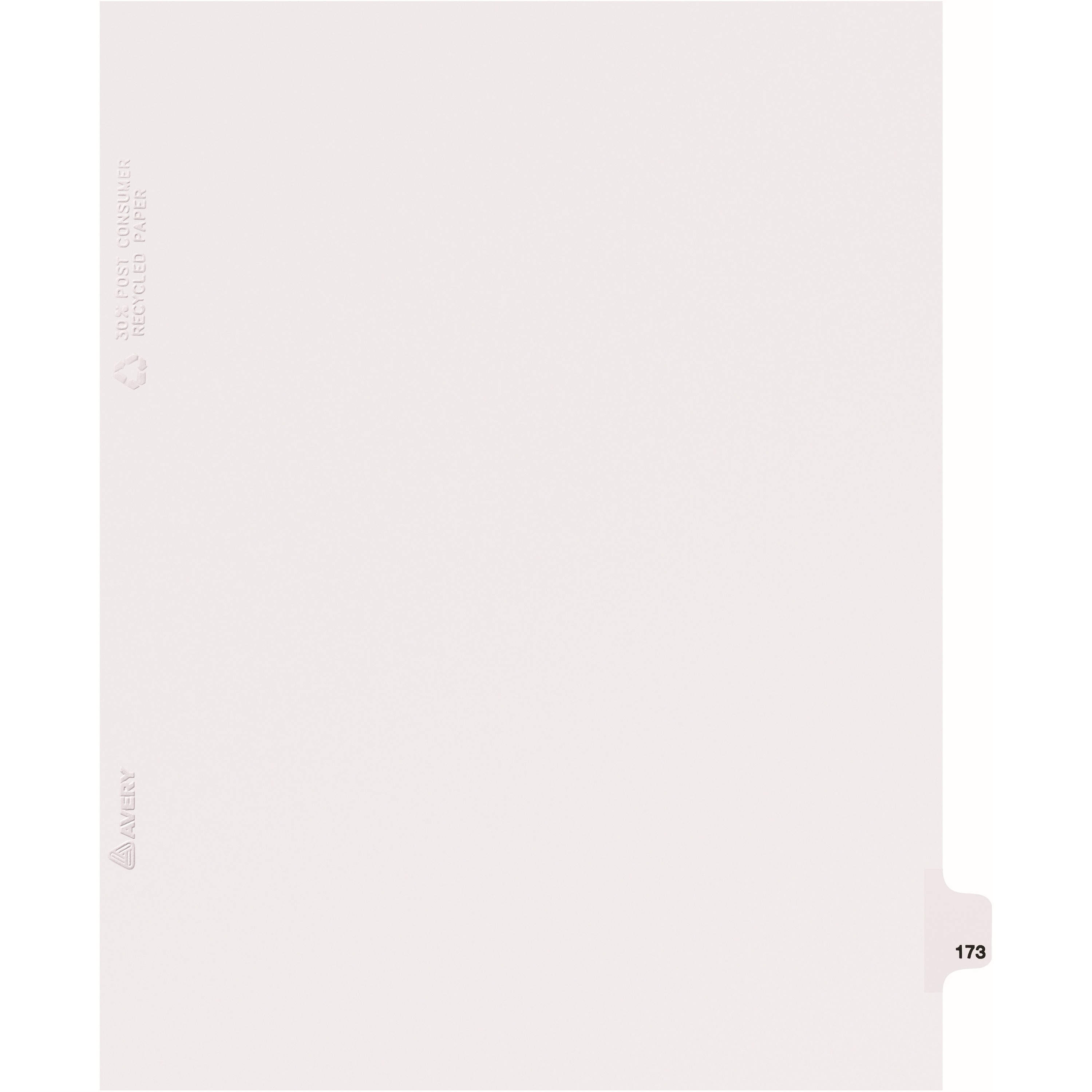 Avery® Side Tab Individual Legal Dividers - 25 x Divider(s) - Side Tab(s) - 173 - 1 Tab(s)/Set - 8.5" Divider Width x 11" Divider Length - Letter - 8.50" Width x 11" Length - White Paper Divider - 20% Recycled - 1