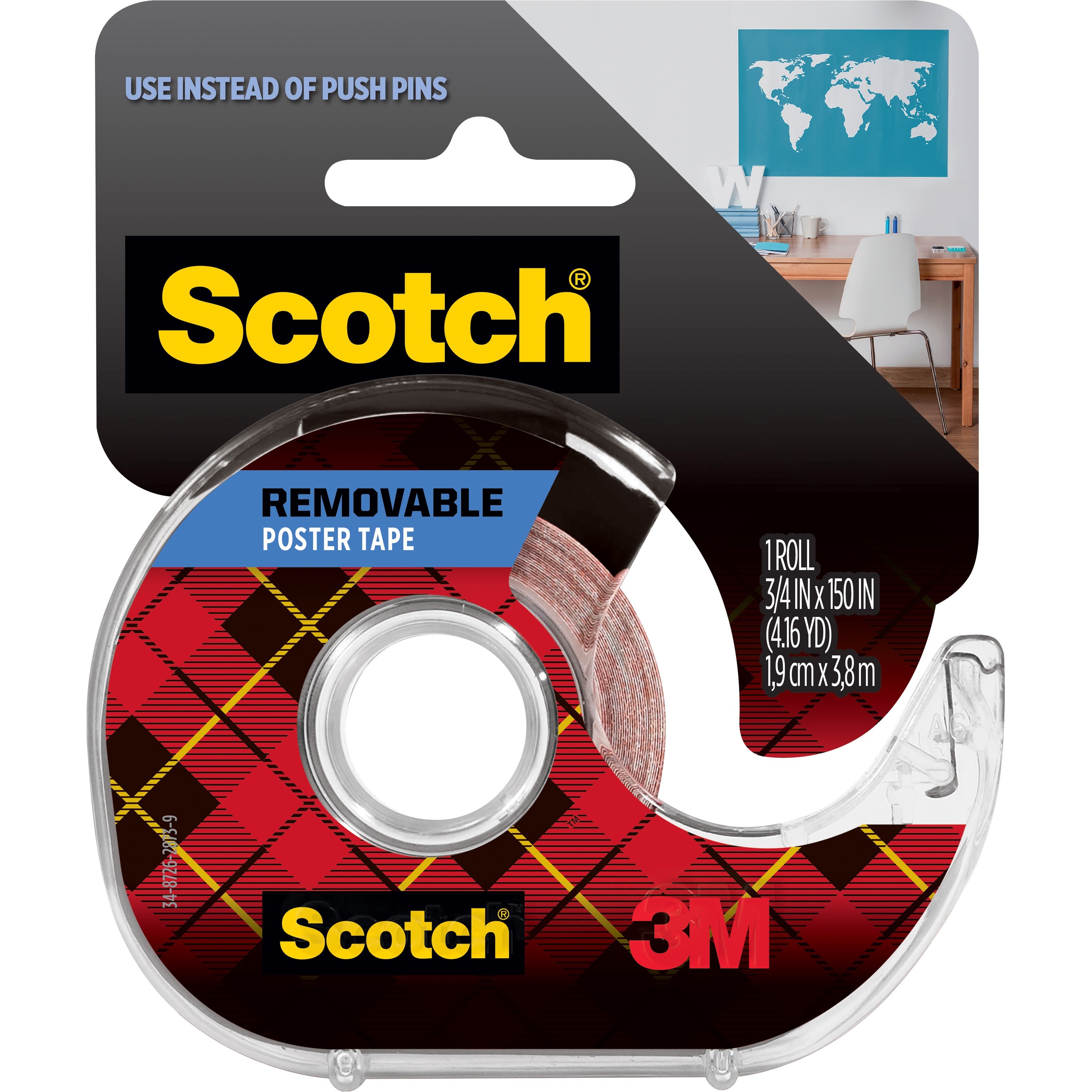 Scotch Removable Poster Tape 12.50 ft Length x 0.75 Width