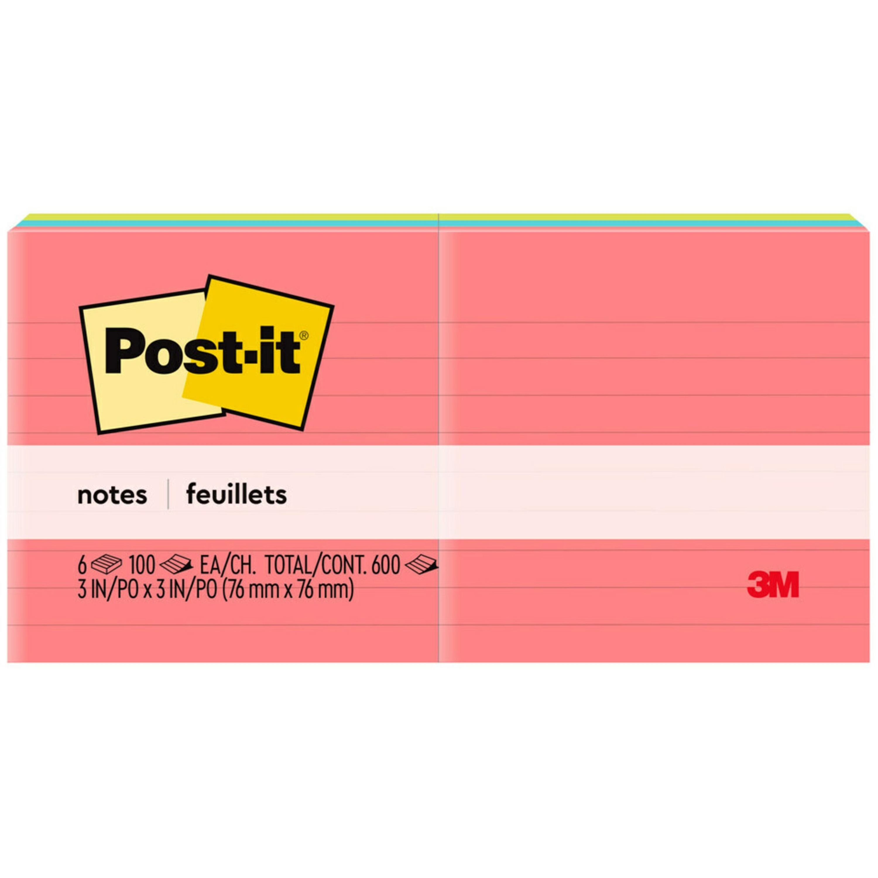 Sticky Note Pads Remove It PASTEL Colour Post 76mm x 127mm 3x5 100