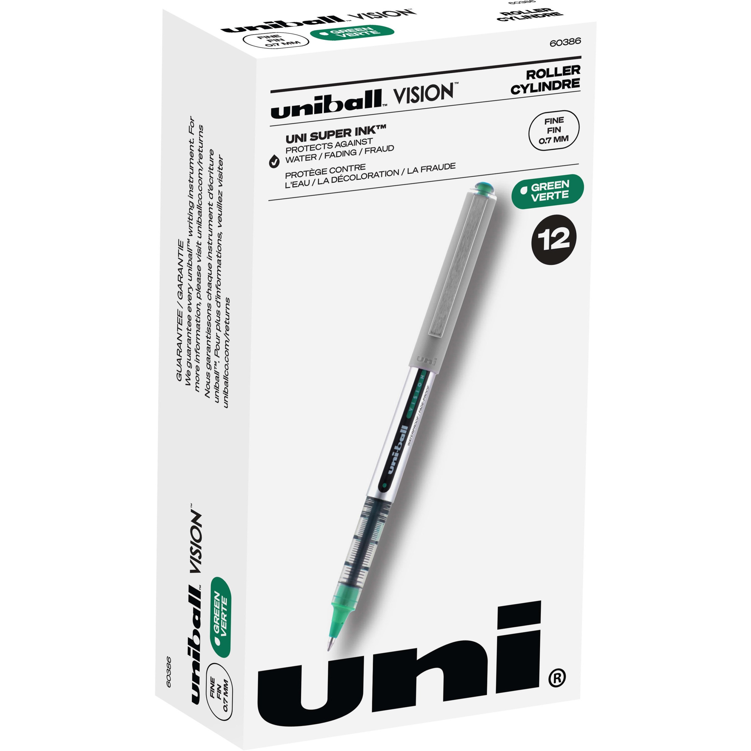 Okanagan Office Systems :: Office Supplies :: Writing & Correction :: Pens  & Pencils :: Rollerball Pens :: uniball™ Vision Rollerball Pens -  Fine Pen Point  mm Pen Point Size - Green - 1 Each