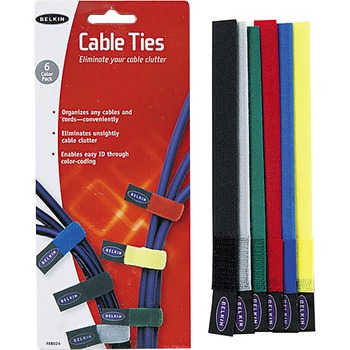 Belkin Multicolored Cable Ties, 6/Pack