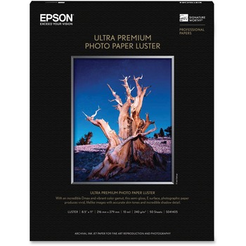 Epson Ultra Premium Photo Paper, Luster, 64 lb, 8.5&quot; x 11&quot;, 50 Sheets/Pack