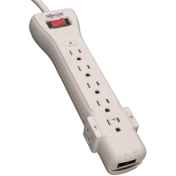 Tripp Lite by Eaton SUPER6TEL Surge Suppressor, 7 Outlets, 6 ft Cord, 1080 Joules, Light Gray