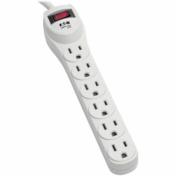 Tripp Lite by Eaton TLP602 Surge Suppressor, 6 Outlets, 2 ft Cord, 180 Joules, Light Gray