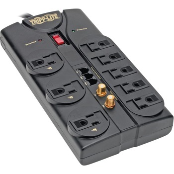 Tripp Lite by Eaton TLP808TELTV Surge Suppressor, 8 Outlets, 8 ft Cord, 2160 Joules, Dark Gray