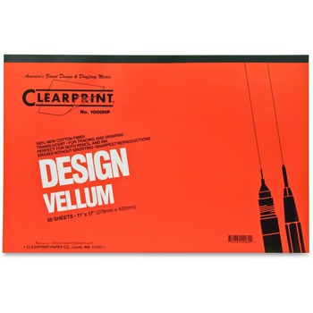 Clearprint Design Vellum Paper, 16 lb, 11&quot; x 17&quot;, White, 50 Sheets/Pad