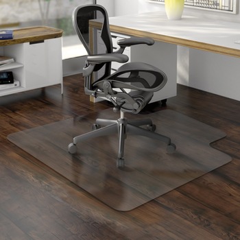 deflecto EconoMat Anytime Use Chair Mat for Hard Floor, 45&quot; x 53&quot; w/Lip, Clear