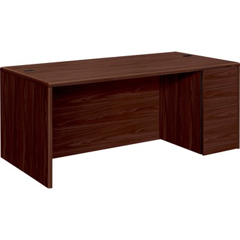 HON 10700 Single Pedestal Desk, Full Right Pedestal, 72w x 36d x 29 1/2h, Mahogany