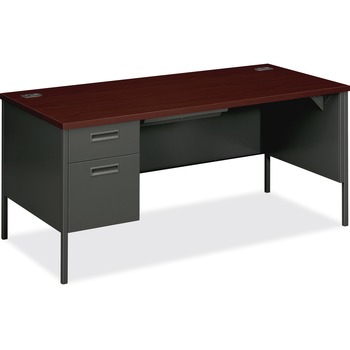 HON Metro Classic Left Pedestal Desk, 66w x 30d, Mahogany/Charcoal
