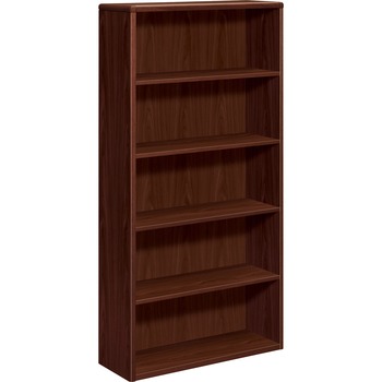 HON 10700 Series Wood Bookcase, Five Shelf, 36w x 13 1/8d x 71h, Mahogany