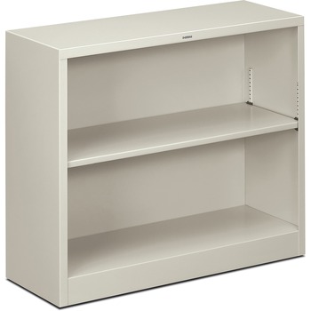 HON Metal Bookcase, Two-Shelf, 34-1/2w x 12-5/8d x 29h, Light Gray