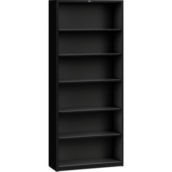 HON Metal Bookcase, Six-Shelf, 34-1/2w x 12-5/8d x 81-1/8h, Black