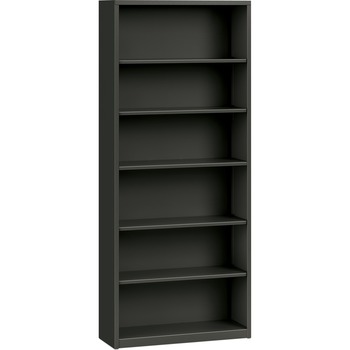 HON Metal Bookcase, Six-Shelf, 34-1/2w x 12-5/8d x 81-1/8h, Charcoal