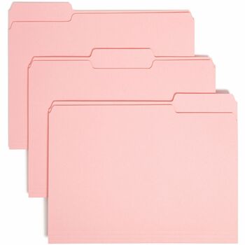 Smead Interior File Folders, 1/3 Cut Top Tab, Letter, Pink, 100/Box
