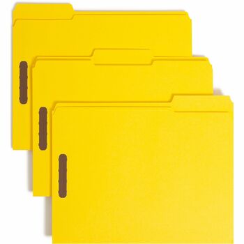 Smead Folders, Two Fasteners, 1/3 Cut Assorted Top Tab, Letter, Yellow, 50/Box