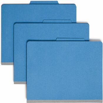 Smead Top Tab Classification Folder, One Divider, Four-Section, Letter, Blue, 10/Box
