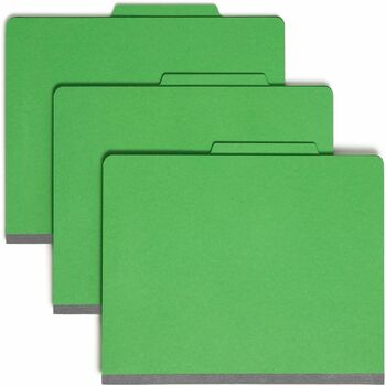 Smead Top Tab Classification Folder, One Divider, Four-Section, Letter, Green, 10/Box