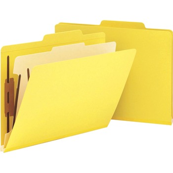 Smead Top Tab Classification Folder, One Divider, Four-Section, Letter, Yellow, 10/Box