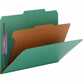 Smead Pressboard Classification Folders, Letter, Four-Section, Green, 10/Box