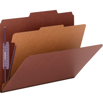 Smead Pressboard Classification Folders, Self Tab, Letter, Four-Section, Red, 10/Box
