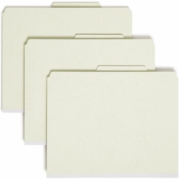 Smead Pressboard Classification Folders, Letter, Four-Section, Gray/Green, 10/Box