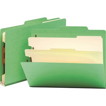 Smead Top Tab Classification Folder, Two Dividers, Six-Section, Letter, Green, 10/Box
