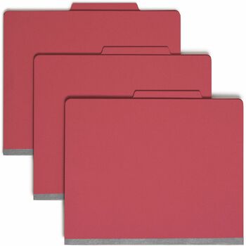 Smead Top Tab Classification Folder, Two Dividers, Six-Section, Letter, Red, 10/Box