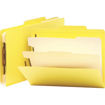Smead Top Tab Classification Folder, Two Dividers, Six-Section, Letter, Yellow, 10/Box