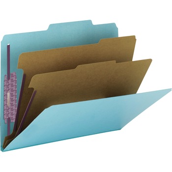 Smead Pressboard Classification Folders, Letter, Six-Section, Blue, 10/Box