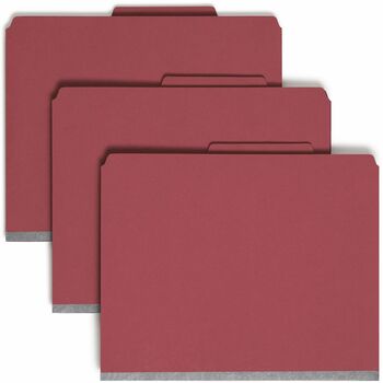 Smead Pressboard Classification Folders, Letter, Six-Section, Bright Red, 10/Box