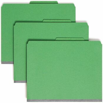 Smead Pressboard Classification Folders, Letter, Six-Section, Green, 10/Box
