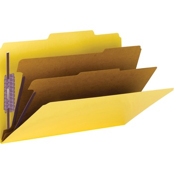 Smead Pressboard Classification Folders, Letter, Six-Section, Yellow, 10/Box