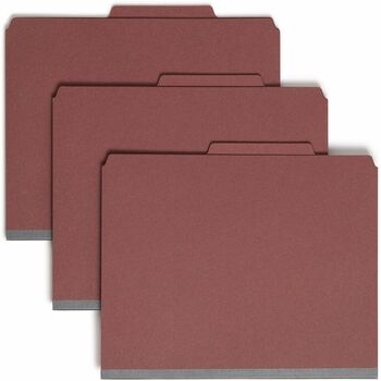 Smead Pressboard Classification Folders, Self Tab, Letter, Six-Section, Red, 10/Box