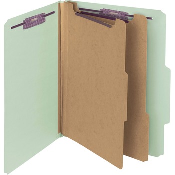 Smead Pressboard Classification Folders, Tab, Letter, Six-Section, Gray/Green, 10/Box