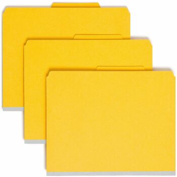 Smead Pressboard Folders with Two Pocket Dividers, Letter, Six-Section, Yellow, 10/Box