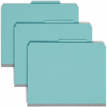 Smead 3&quot; Expansion Classification Folder, 2/5 Tab, Letter, Eight-Section, Blue, 10/Box