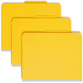 Smead 3&quot; Expansion Classification Folder, 2/5 Cut, Letter, 8-Section, Yellow, 10/Box