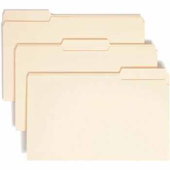 Smead 1/3 Cut Assorted Position File Folders, One-Ply Top Tab, Legal, Manila, 100/Box