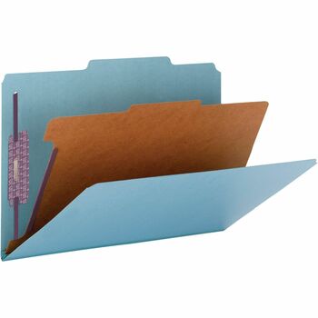 Smead Pressboard Classification Folders, Legal, Four-Section, Blue, 10/Box