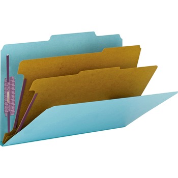 Smead Pressboard Classification Folders, Legal, Six-Section, Blue, 10/Box